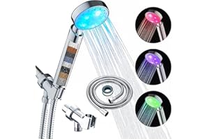 KAIREY Led Shower Head 7 Color Light Change Automatically Handheld Showerhead Polished Chrome with 60 Inches Stainless Steel 
