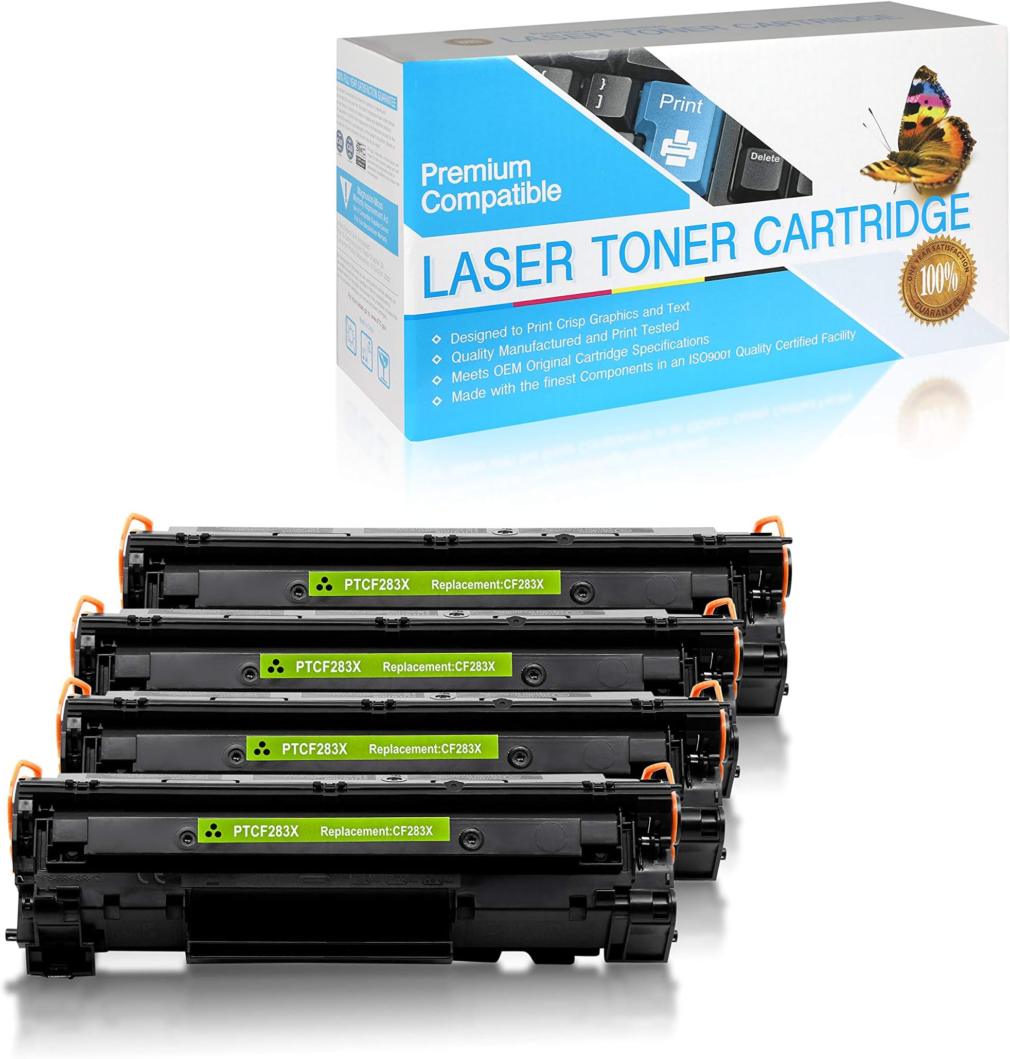 USA Advantage Compatible Toner Cartridge Replacement for HP 83X / CF283X (Black,4 Pack)