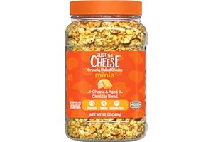 Just the Cheese Minis – Cheese & Aged Cheddar Blend Crisps, 12 oz Jar, Delicious Low-Carb Lifestyle Protein Chips, High-Protein, Gluten-Free Crisps, Keto-Friendly, Zero Sugar, Perfect Snack for Adults