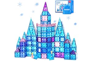 BENOKER Frozen Castle Magnetic Tiles - 3D Diamond Building Blocks, STEM Educational Kids Toys for Pretend Play, 3 4 5 6 7 8 Year Old Girl Birthday Gifts for Your Princess and Prince