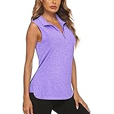 Koscacy Womens Golf Shirts Tank Tops for Women 2026 Loose Fit Sleeveless with Collar Yoga Athletic Running Shirts