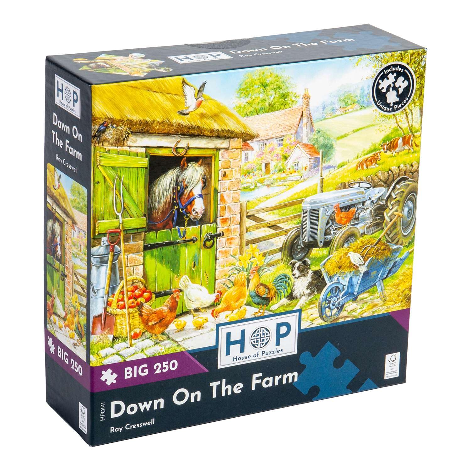 The House of Puzzles - Down On The Farm Jigsaw - Big 250 Piece Jigsaws For Adults & Kids, Extra Large Pieces, Artist Illustrated, Scenic Landscape, Deluxe Puzzle Gifts — image 1