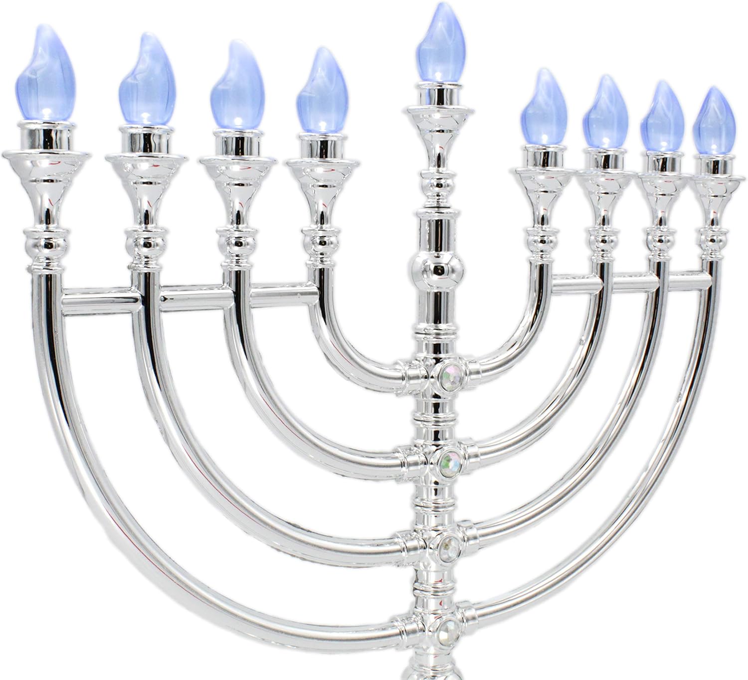 The Dreidel Company Traditional LED Electric Silver Hanukkah Menorah with Crystals (ElectroSilver Hanukkah Menorah with Crystals): Home & Kitchen