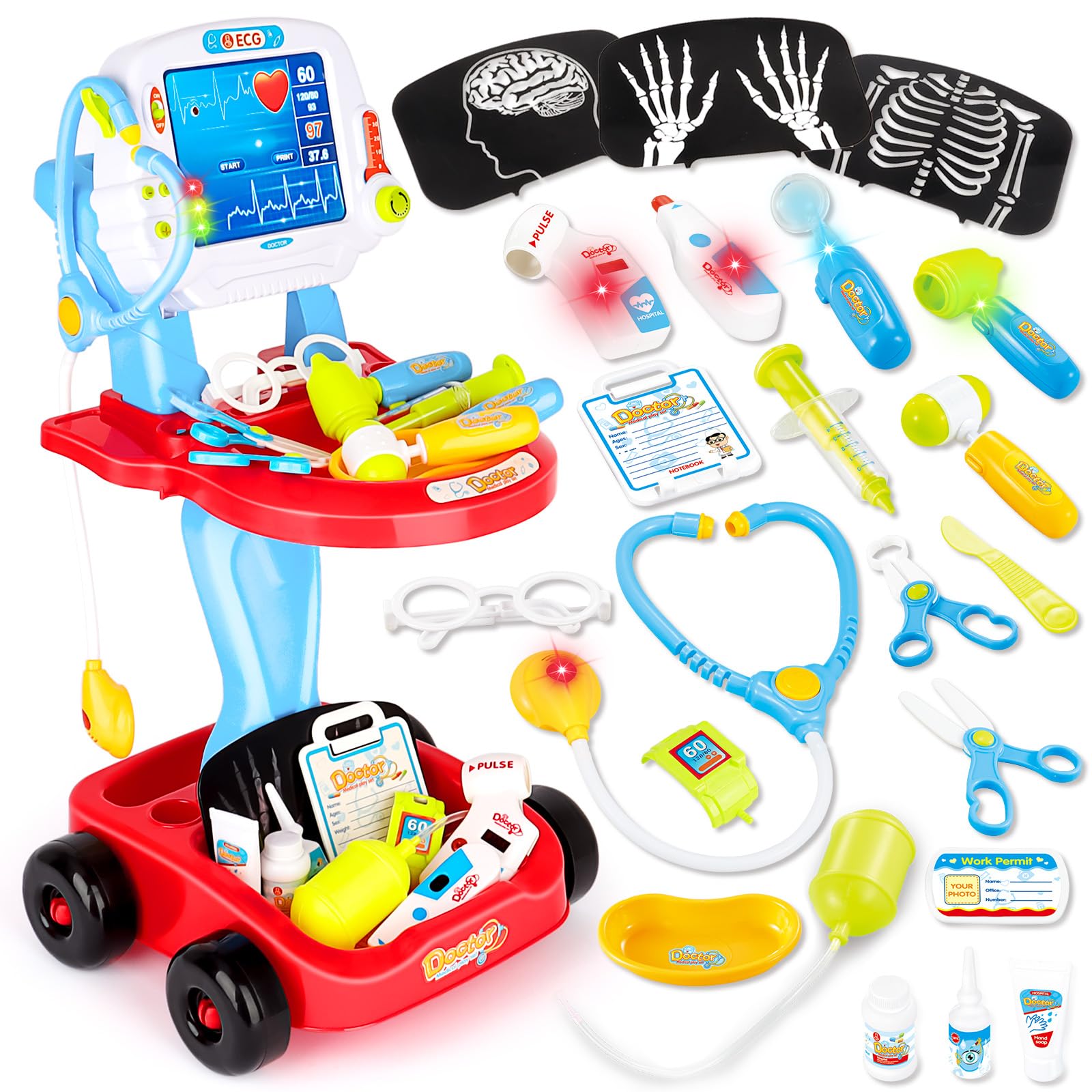 deAO Toys Little Doctor Kids Medical Center Hospital Portable Role Play Set with Accessories