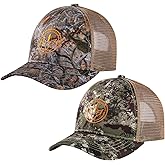 BASSDASH 2 Pack Altimate Fishing Hunting Hat Mesh Back for Men Women Adjustable Baseball Trucker Cap Camo Blaze Orange