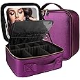 MOMIRA Travel Makeup Bag Cosmetic Bag Makeup Organizer Bag with Lighted Mirror, Adjustable Brightness in 3 Color Scenarios, Waterproof Makeup Train Case, Gift for Women - Brilliant Purple