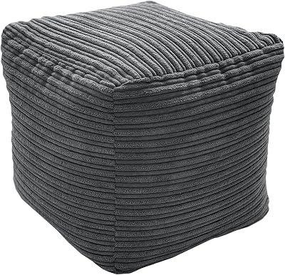 Beautiful Beanbags Jumbo Cord Beanbag Cube Pouffe Footstool Grey