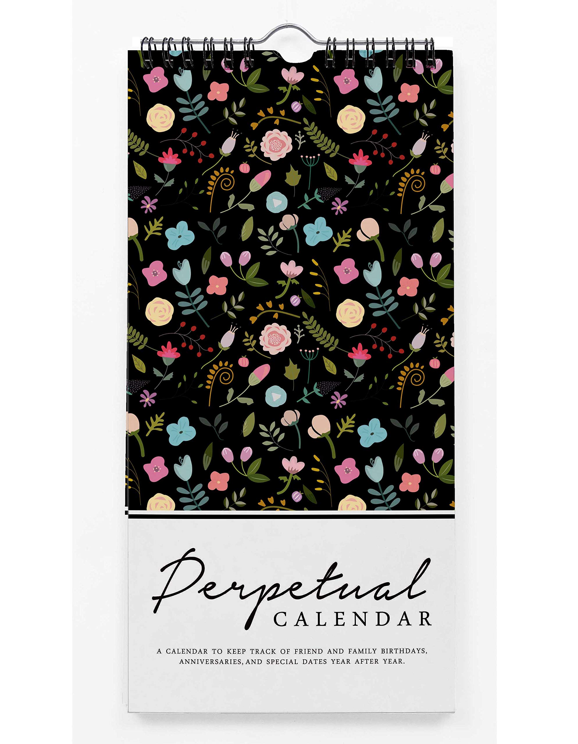 Inkdotpot Floral Perpetual Calendar Birthday Wall Hanging Anniversary Special Event Reminder Calendar Book Journal Stationary Wall Hanging Birthday Gift Card Planner Organizer
