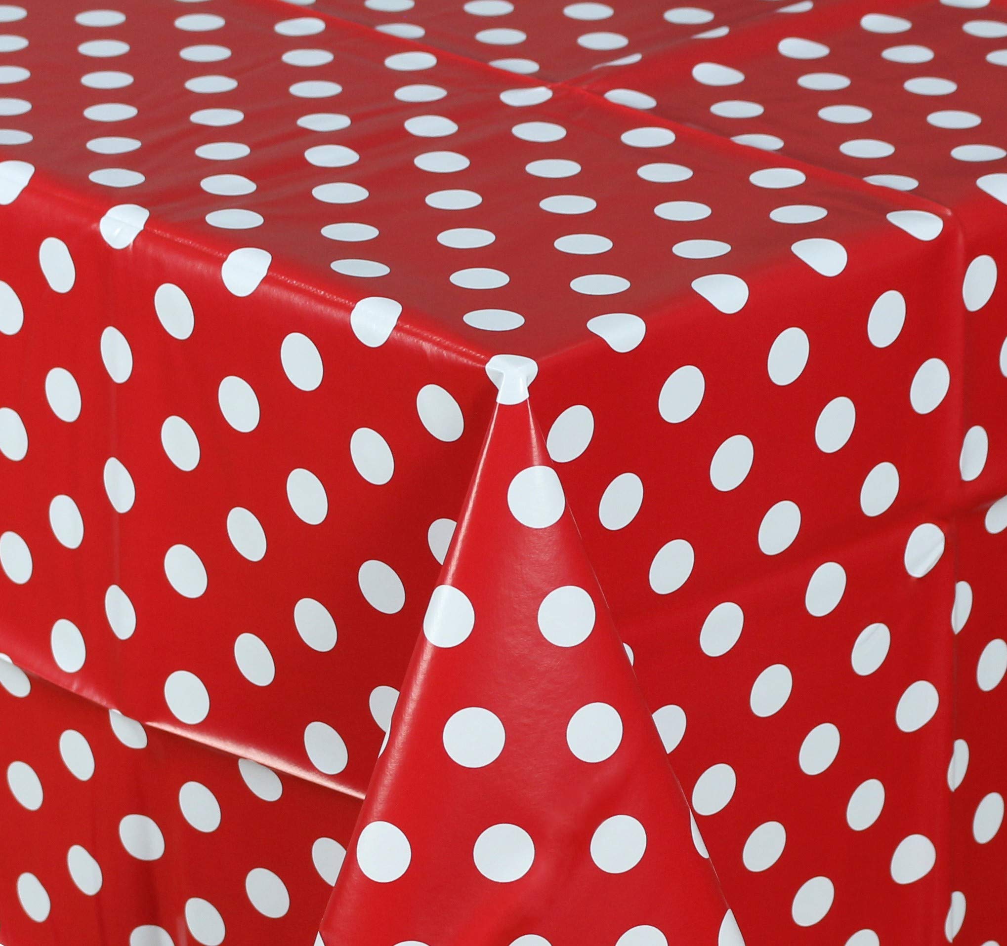 Home Direct Rectangular Oilcloth PVC Wipe Clean Tablecloth Table Cover 140cm x 200cm 55x78 Polka Dot Red