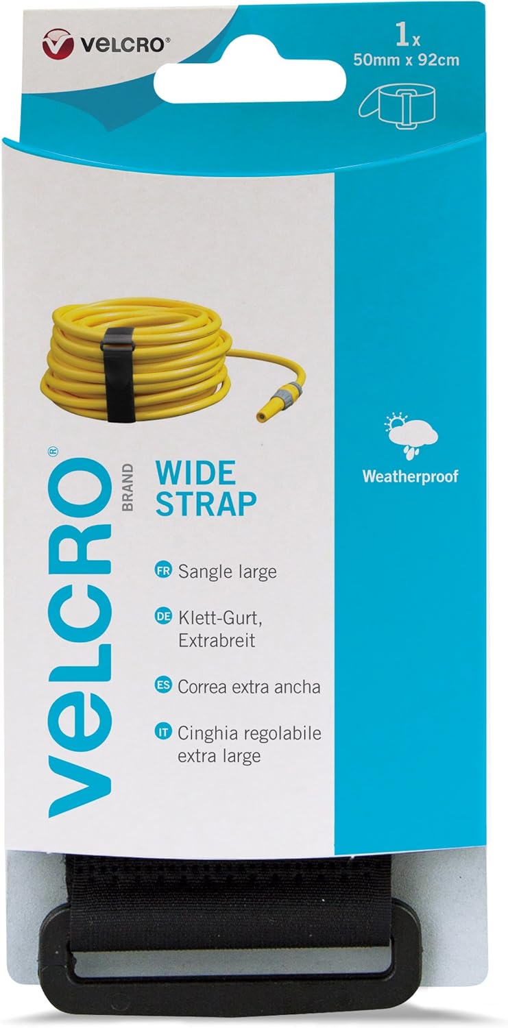 VELCRO Brand VEL-EC60329 Wide Strap, 50 mm x 92 cm - Black, 50mm x 92cm