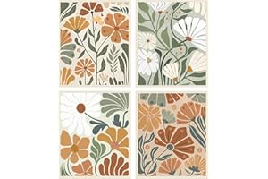 Yeaqee 4 Pcs Diamond Art Kits DIY Painting for Adult Aesthetic Wall Diamond Crafts Aesthetic Room Decor Cute Painting Pictures 5d Craft Wall Decor for Home 10 x 11.8''(Abstract Flowers)