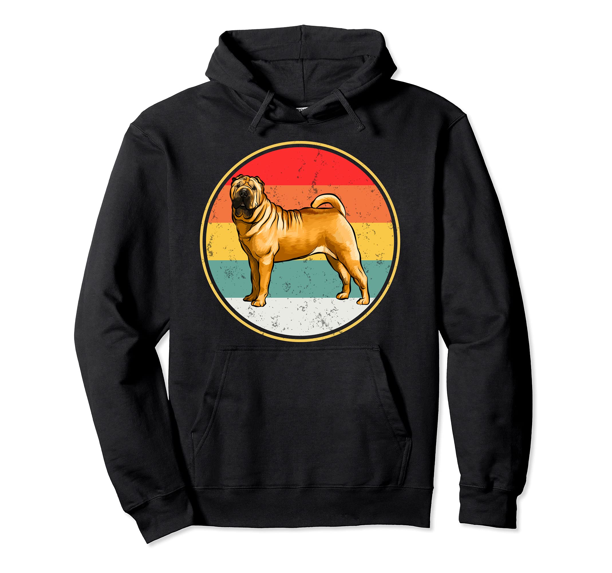 Vintage Retro Sunset Chinese Shar-Pei Dog Pullover Hoodie