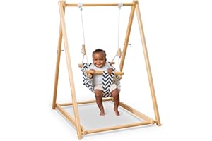 Avenlur Spruce Baby and Toddler Swing with Stand - Foldable Baby Swing - with Seat Belt and Padded Pillow - Free Standing Toddler Swing for Children 6 Months to 3 Years - Montessori and Waldorf Style