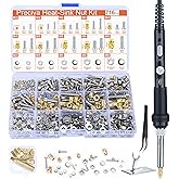 Preciva Threaded Inserts Set, 716Pcs Heat Set Inserts Nuts Bolts with M2 M3 M4 M5 M6 Insert-Tip, 60W Soldering Iron and Holder, for 3D Printer Parts or Plastic Parts
