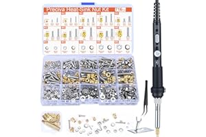 Preciva Threaded Inserts Set, 716Pcs Heat Set Inserts Nuts Bolts with M2 M3 M4 M5 M6 Insert-Tip, 60W Soldering Iron and Holder, for 3D Printer Parts or Plastic Parts