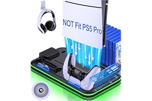 EXTREMECOOL PS5 Slim Stand and Turbo Cooling Station with Controller Charging Station for Playsation 5, PS5 Accessories Kits Incl. 3 Levels Cooling Fan, 15 Game Slot, Headset Holder for P5 Digital/Disc