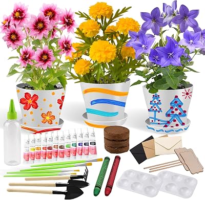 Ozzagar Paint & Plant Garden Kit for Kids Toys Flower Pots Seeds 4-14