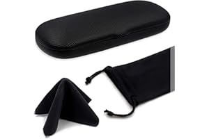 MyEyeglassCase Men Small Glasses case - Eyeglasses Hard Shell Holder Pouch & Cloth-Reading Slim & Narrow Case Heavy Duty