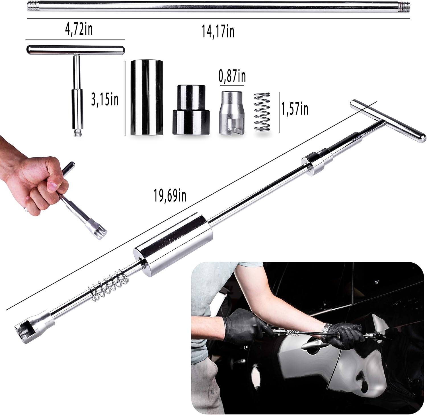 Zento Deals Car Dent Removal Tool Kit - Premium Quality Tool Kit, Paintless Dent Puller for Car Mishaps, Car Body Dent Puller and Repair Kit with Glur Gun and Hot Melt Sticks: Automotive