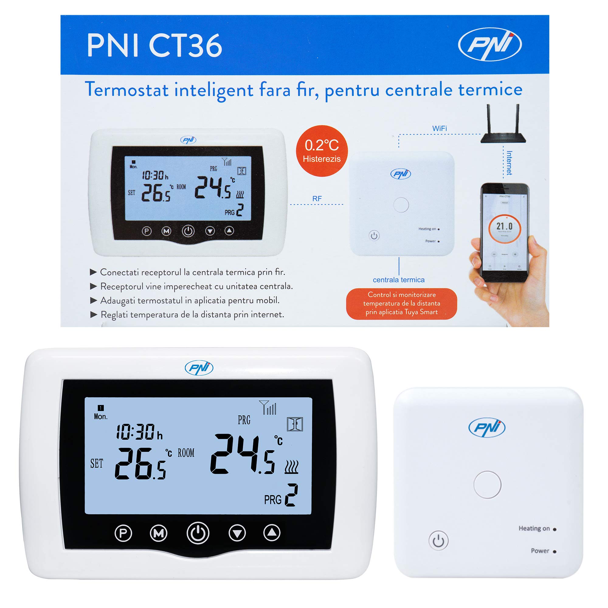 PNI CT36 Wireless Smart Thermostat with WiFi Internet Control for Thermal Power Plants TuyaSmart APP