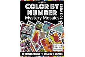 Color by Number: 90's Vibes | Mystery Mosaics Coloring Book for Adults | Black Background Edition: Color Quest with Circle, S