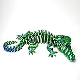 WISWIK 13.4-inch 3D Printed Alligator Model - Poseable Crocodile Figurine, Unique Desk Decoration for Home & Office, Stress-R