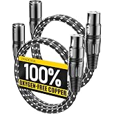 VANDESAIL XLR Cables 3ft 2 Pack,Short Microphone Cable OFC Noise Reduction | XLR Male to Female Balanced Microphone Cord 3 pin,3 Foot Short mic Cord Oxygen-Free Copper Nylon Braided Black
