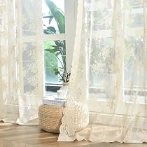 Amazon.com: Kotile Beige Sheer Curtains 96 Inche Long for Living ...