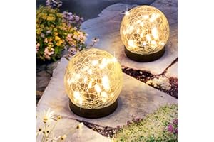 SUCUY Solar Lights Outdoor Garden Decorative, 2Pack Cracked Glass Solar Garden Lights, Waterproof Globe Ball Solar Lights for Outside, Yard Pathway Patio Lawn Decor
