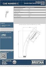 Bristan CAS HAND01 C Cascade Single Function Rub Clean Handset Chrome view 2