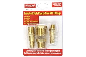 VIBRANT YARD COMPANY Industrial Style Plug to Male NPT Fittings | Adapters to Winterize Blow out Backflow Preventer and Pressure Vacuum Breaker (PVB) for Sprinkler Systems (Solid Lead-Free Brass)