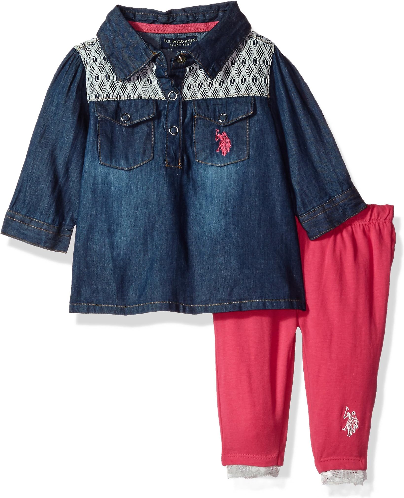 U.S. Polo Assn. Baby Girls' Fashion Top and Legging Set