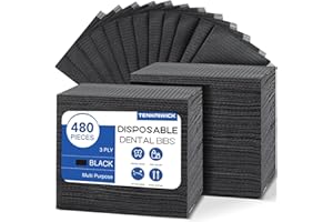 TENKAIWICK 480 Pack Disposable Dental Bibs 13"x18", 3-Ply Waterproof Tattoo Bibs Sheet for Nail Salon, Dental Clinic, Feeding, Tattoo Shop (Black)