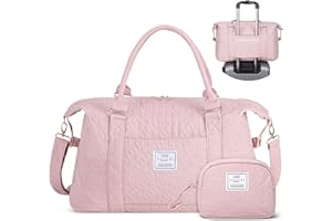 BALULHG Duffle Weekender Travel Bag for Women Personal Item Overnight Duffel Carry on Bag with Luggage Trolley Sleeve Gym Tote for Hospital Essentials Bag for Labor and Delivery, 007-Pink