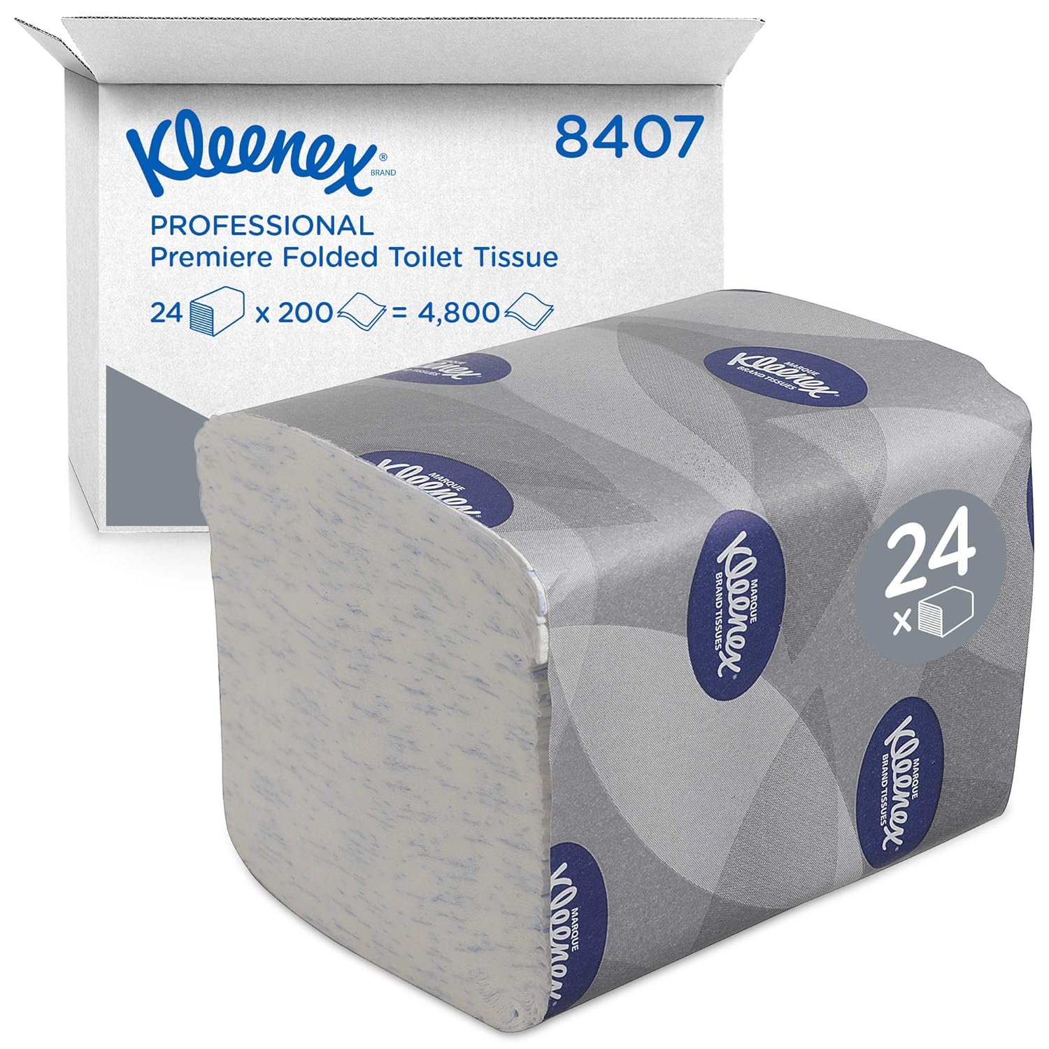 Kleenex Premier Toilettenpapier, Einzelblatt Großpackung, 2lagig, 24