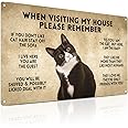 ALKB Funny Tuxedo Cat-Themed Sign 8x12 Inch - Visitor’s Guide to Interacting with Cats - Gift for Cat Lovers’ Home Decor