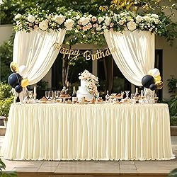 17ft Length Glitter Champagne Table Skirt for 8ft