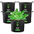 VIVOSUN 5-Pack 20 Gallon Plant Grow Bags, Heavy Duty Thickened Nonwoven Fabric Pots with Handles