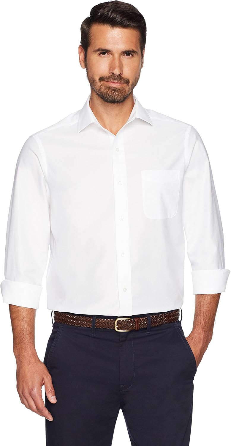 BUTTONED DOWN Men's Classic Fit Spread-Collar Supima Cotton Dress Casual Shirt: Clothing