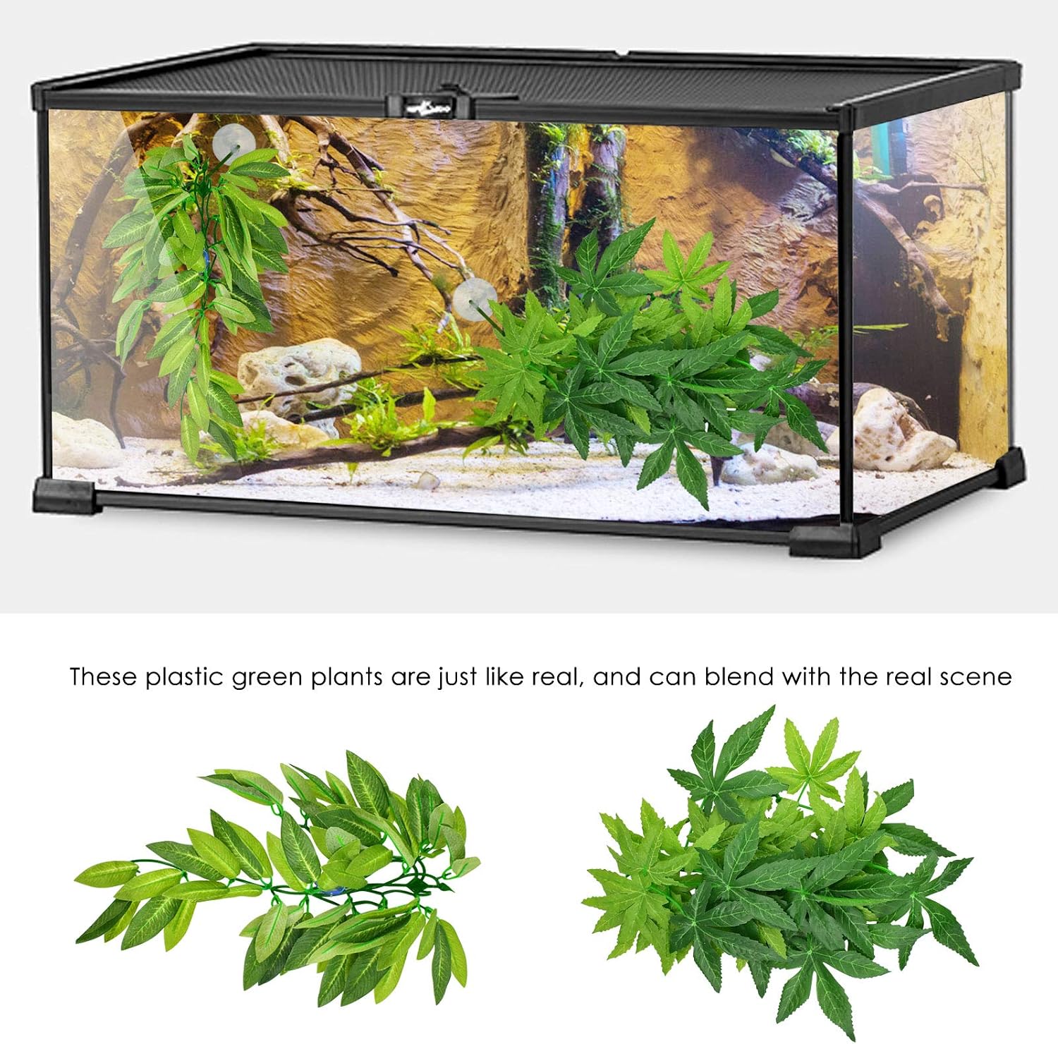Fishtank Ornament Green Leaves,ERKOON Artificial Plastic Plant 3 Pieces Set Reptile Habitat and Aquarium Fish Terrarium and Home Aquarium Decor - Image 5