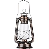 Vintage Rustic Accent Old Fashioned Electric Lantern Oil Lamp with Edison LED Bulb Bronze Rust Finish Nightstand Desk Table Lamps for Antique Designer Light Study Room Bedroom Theatre Prop