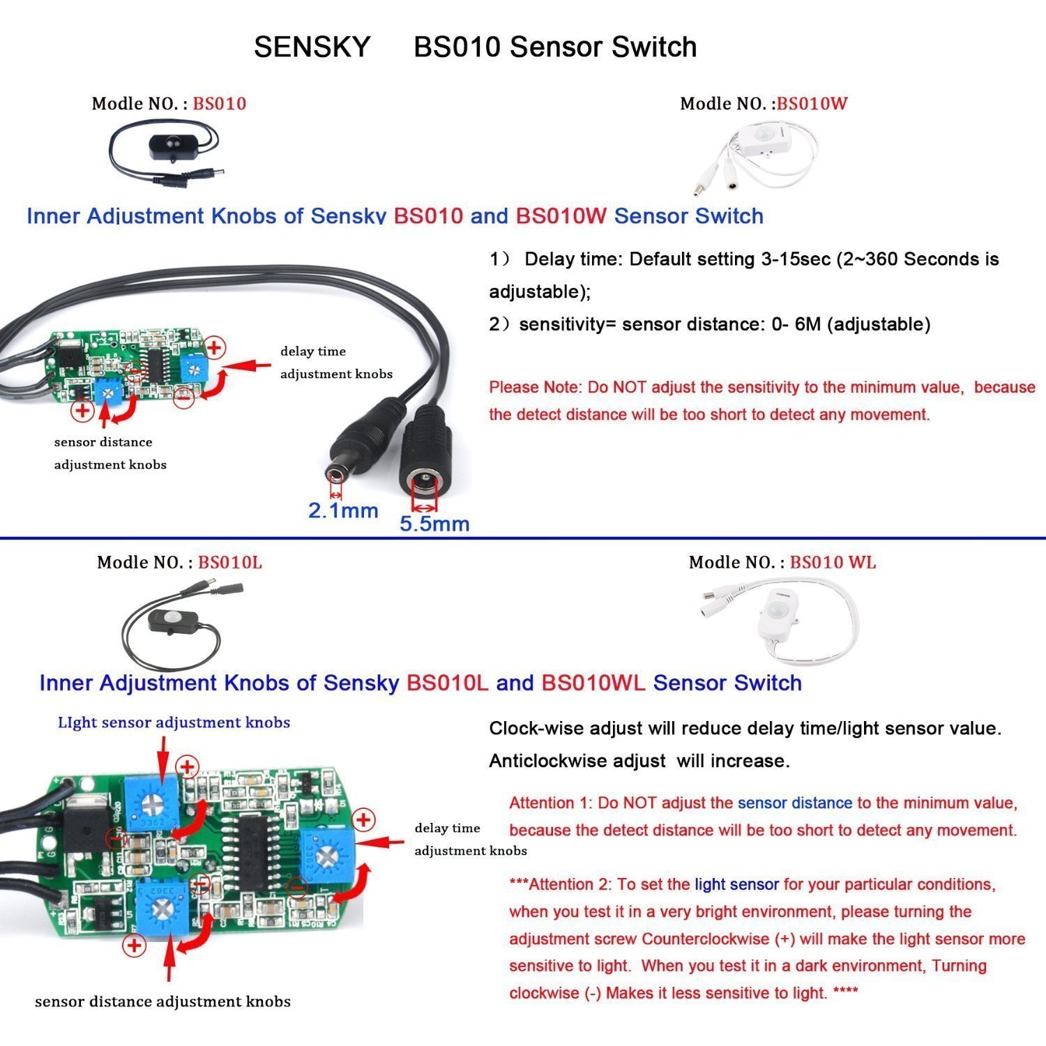 Amazon.com: Sensky BS010W 12v 24v 3a Sensor a larga ...