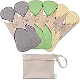 wegreeco 6 Pcs Reusable Menstrual Pads, Ultra Absorbent Cloth Pads for Heavy Flow, Sanitary for Teens, Women, Nonslip, Inner Mustard Yellow, Grey, Beige, Rose Gold Outer, S