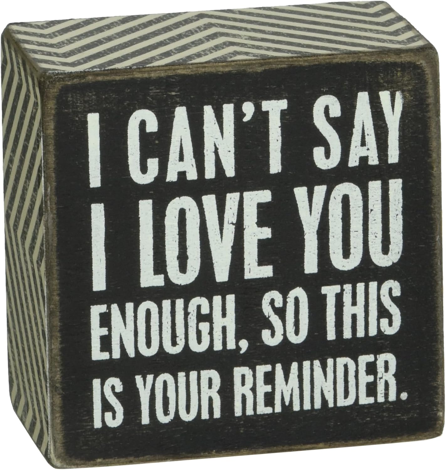 Primitives by Kathy 23238 Chevron Trimmed Box Sign, 3 x 3-Inches, I Love You: Home & Kitchen