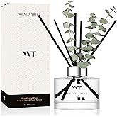 Flower Reed Diffuser Set Wild Eucalyptus Mint Scent for Bathroom Accessories Shelf Decor & Air Fresheners, Sticks Defusers with 5.1 fl oz Essential Oils & Leaves, House Bedroom Office Decor & Gifts