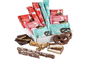 Astor Chocolate Winter Christmas Gift Basket Chocolate Stocking Stuffers, S’mores, Assorted Rich Belgian Milk and Dark Chocolate Covered Pretzel Twists & Rods, Grahams, Holiday 2025 Gift Box