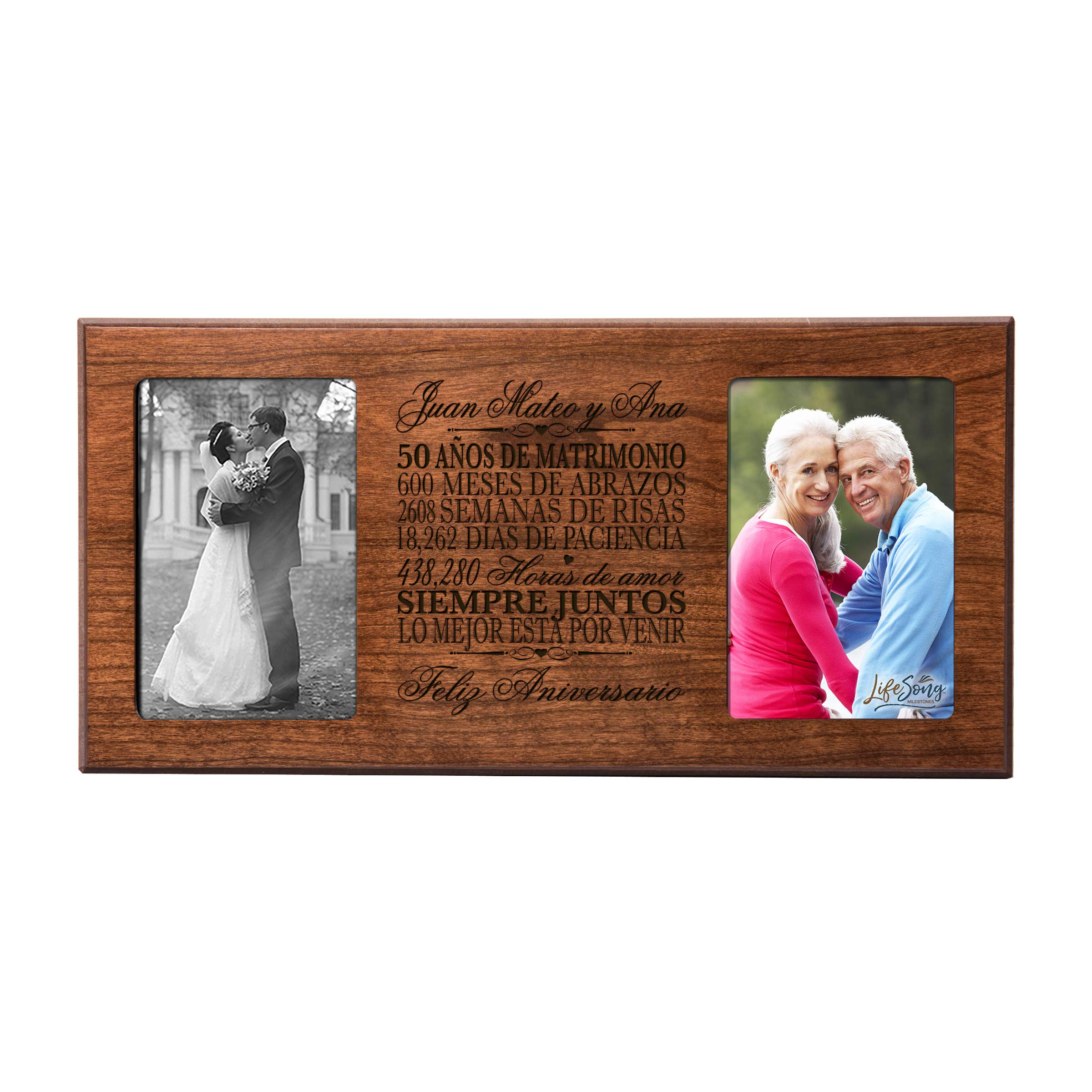 LifeSong Milestones Personalized 50th Anniversary Picture Frame Marriage Keepsake Gift with Spanish 