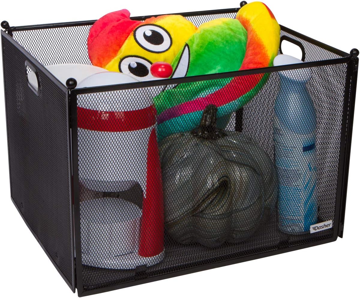 Hanging File Organizer Mesh Box - File Organizer Box Supports Letter Sized and Legal Sized Hanging Folders, Modern Black Metal Mesh Hanging File Crate, Collapsible File Organizer for Home or Office : Office Products