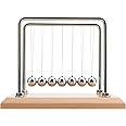 CERROPI Newton Cradle Balance Balls, Newton Pendulum with 7 Balls, Classic Newton Swing Ball, Science Physics Gadget | Desk Toys & Accessories, 55+ Sec Swingtime (Beech & Wood Base)