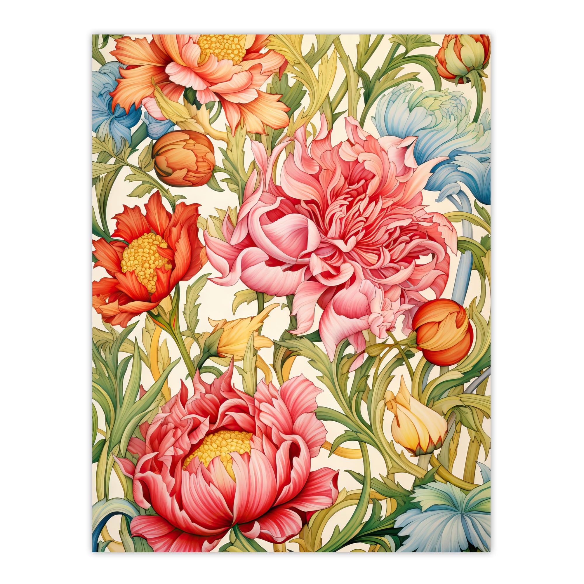 Artery8 Blooming Marvelous Floral Pattern Flower Illustration William Morris Style Extra Large XL Wall Art Poster Print